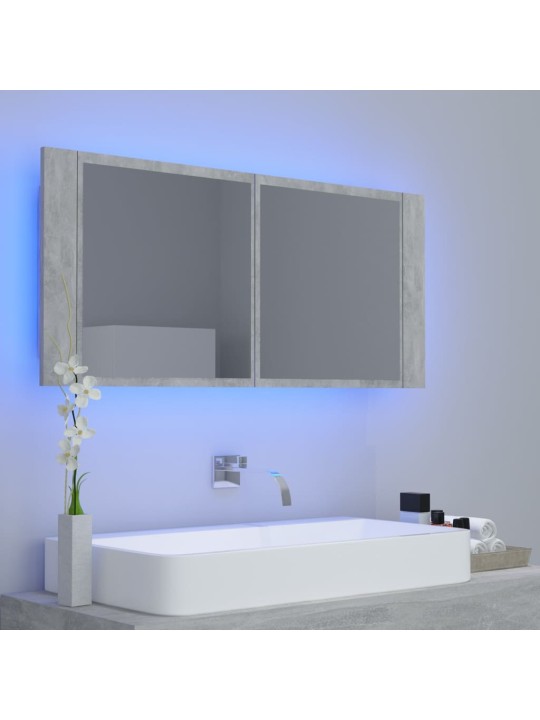 LED koupelnová skříňka se zrcadlem betonově šedá 100x12x45 cm
