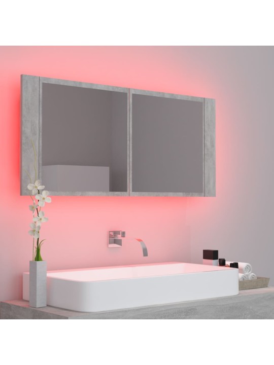 LED koupelnová skříňka se zrcadlem betonově šedá 100x12x45 cm