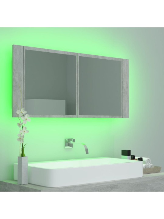 LED koupelnová skříňka se zrcadlem betonově šedá 100x12x45 cm