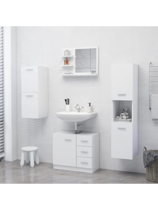 Koupelnové zrcadlo bílé 60 x 10,5 x 45 cm kompozitní dřevo