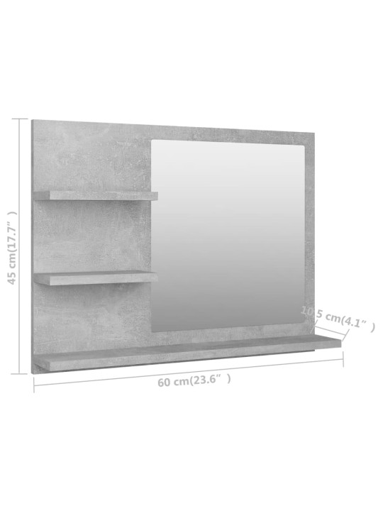 Koupelnové zrcadlo betonově šedé 60x10,5x45 cm kompozitní dřevo