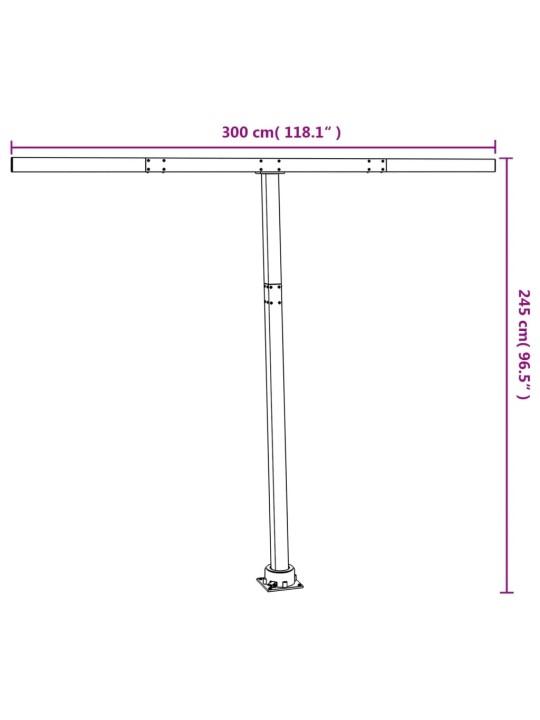 Sada sloupků pro markýzu bílá 300 x 245 cm železo