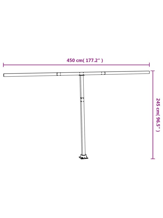 Sada sloupků pro markýzu bílá 450 x 245 cm železo