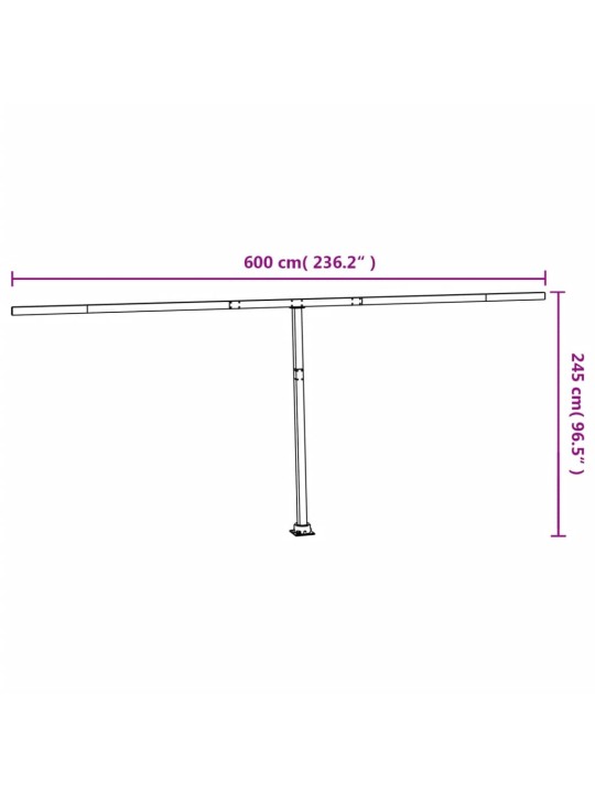 Sada sloupků pro markýzu bílá 600 x 245 cm železo