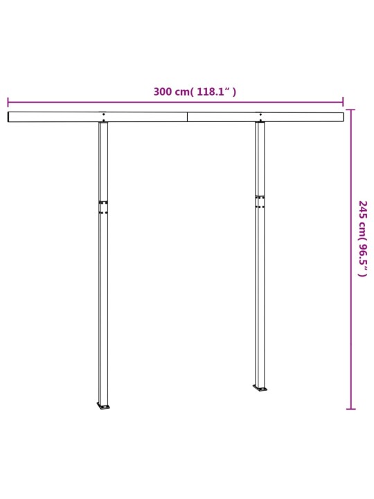 Sada sloupků pro markýzu bílá 300 x 245 cm železo