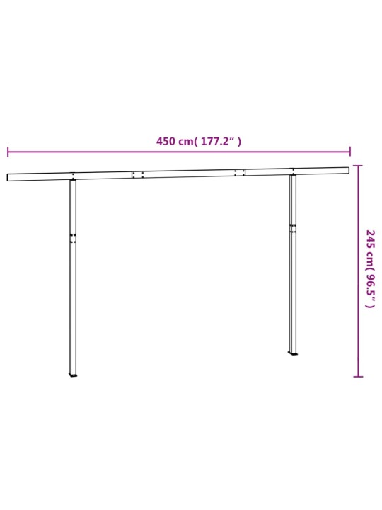 Sada sloupků pro markýzu bílá 450 x 245 cm železo
