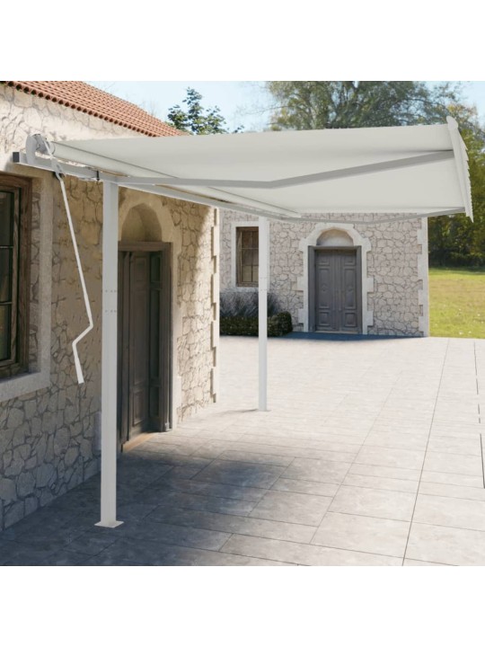 Sada sloupků pro markýzu bílá 450 x 245 cm železo