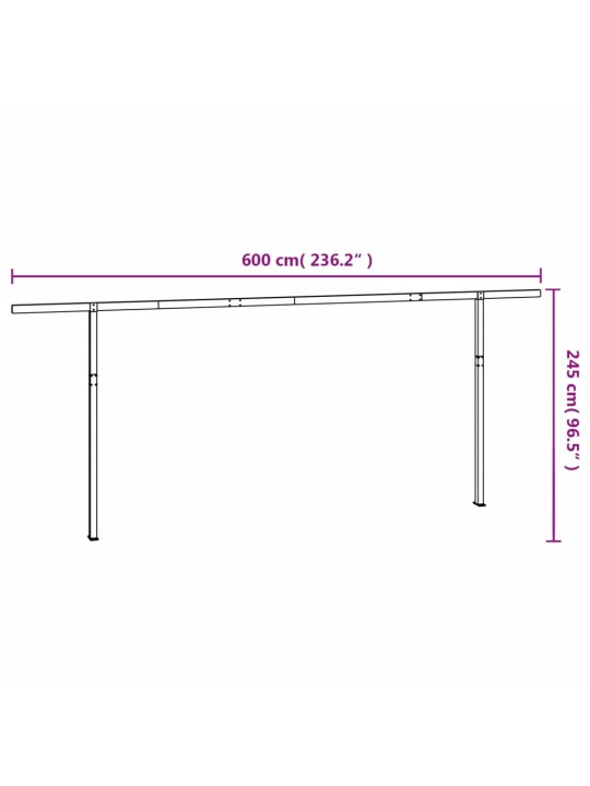 Sada sloupků pro markýzu bílá 600 x 245 cm železo