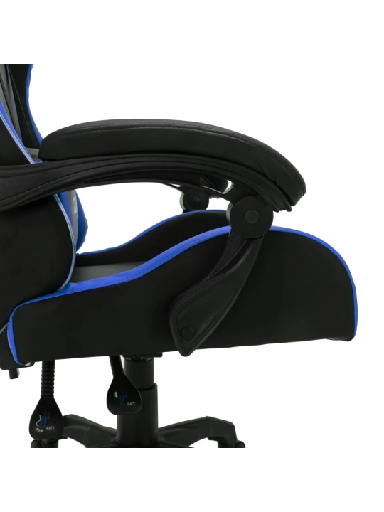 Herní židle s RGB LED podsvícením modro-černá faux kůže