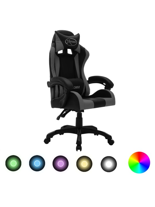 Herní židle s RGB LED podsvícením šedočerná umělá kůže