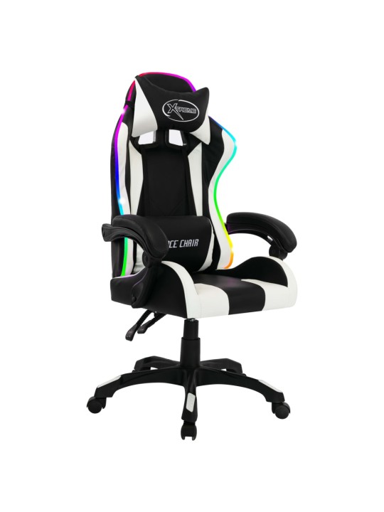 Herní židle s RGB LED podsvícením bíločerná umělá kůže