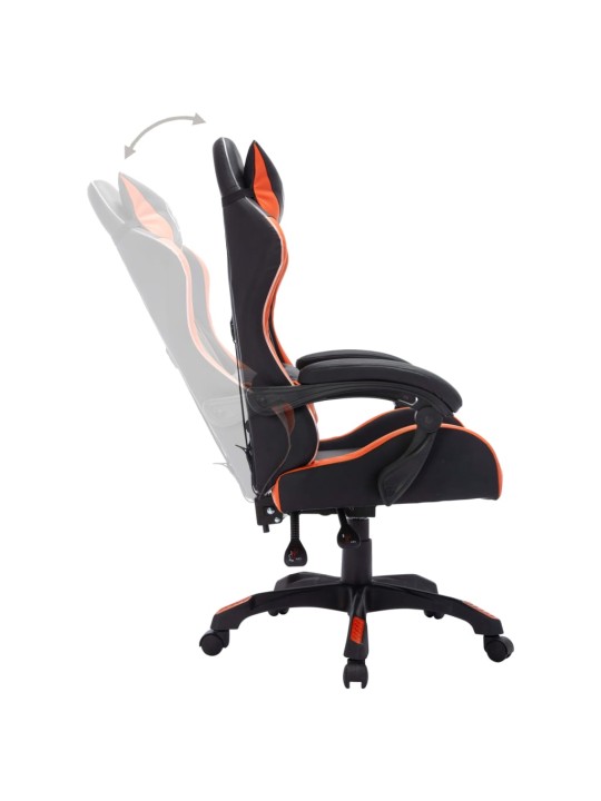 Herní židle s rgb led podsvícením oranžovočerná umělá kůže