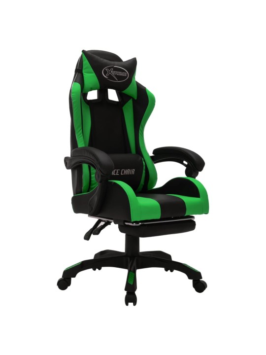 Herní židle s RGB LED podsvícením zeleno-černá faux kůže