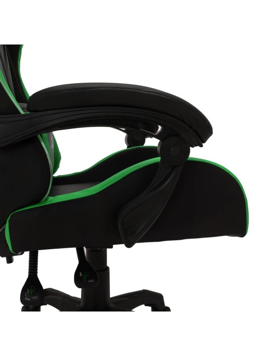 Herní židle s RGB LED podsvícením zeleno-černá faux kůže