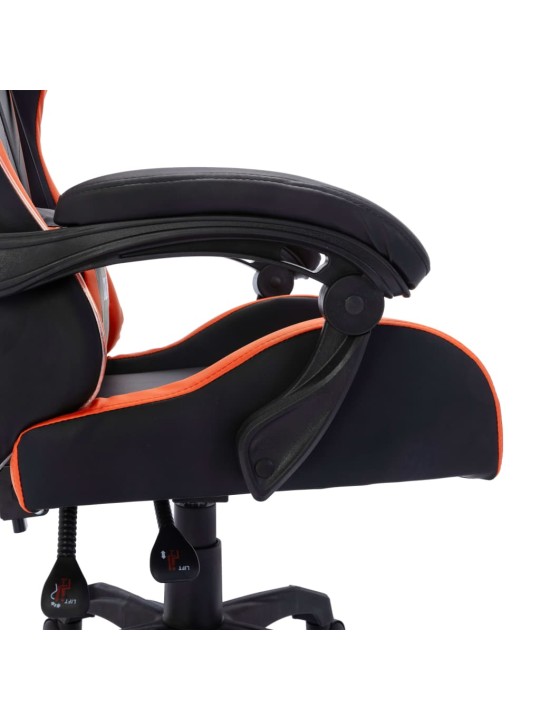 Herní židle s RGB LED podsvícením oranžovo-černá umělá kůže
