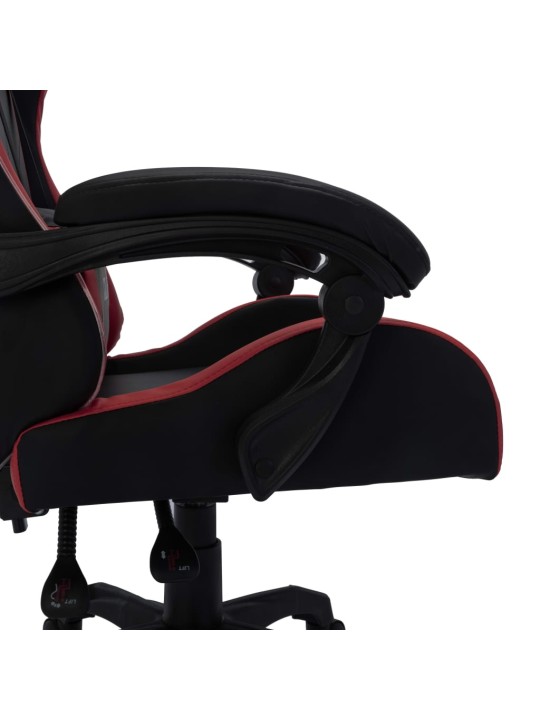 Herní židle s RGB LED podsvícením vínovo-černá umělá kůže