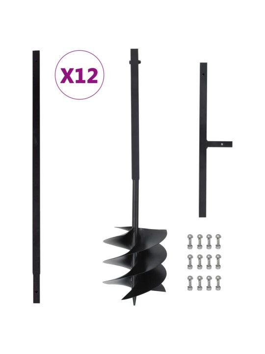 Zemní vrták s rukojetí 250 mm s prodlužovací trubkou 12 m ocel