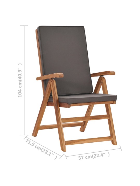 7dílný zahradní jídelní set s poduškami masivní teak šedý