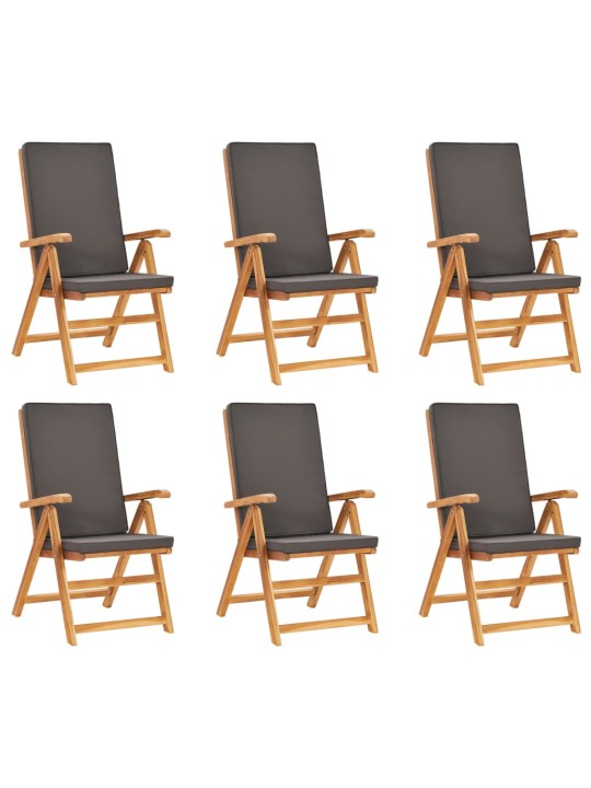 7dílný zahradní jídelní set s poduškami masivní teak šedý