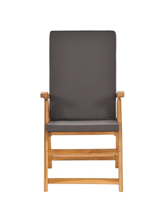 7dílný zahradní jídelní set s poduškami masivní teak šedý