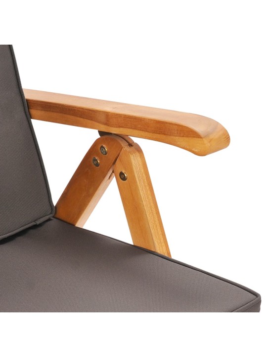 7dílný zahradní jídelní set s poduškami masivní teak šedý