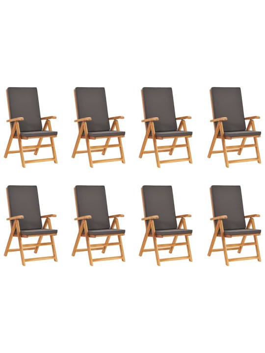 9dílný zahradní jídelní set s poduškami masivní teak šedý