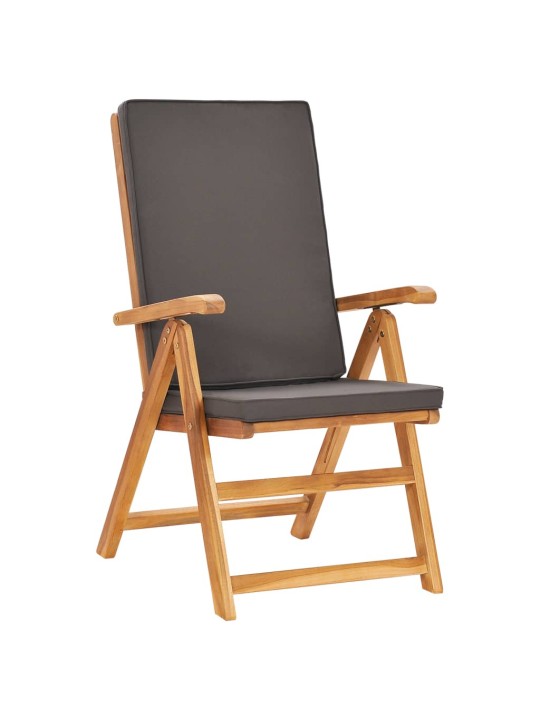7dílný zahradní jídelní set s poduškami masivní teak šedý