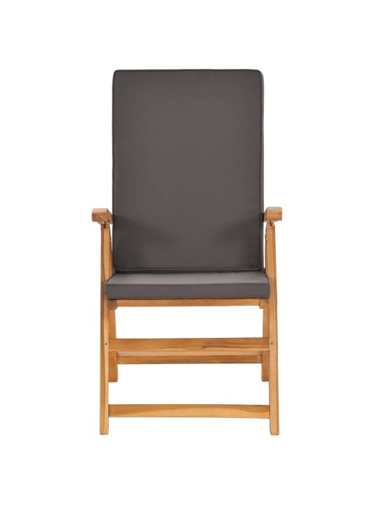 7dílný zahradní jídelní set s poduškami masivní teak šedý