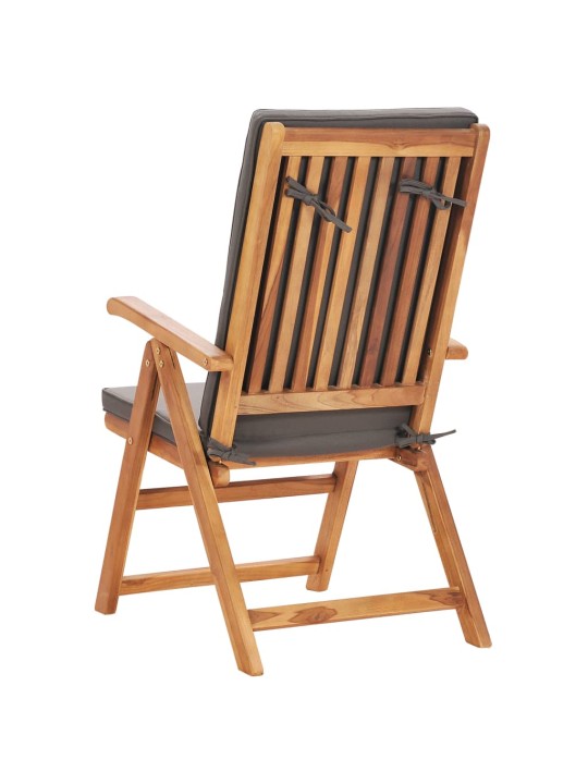 7dílný zahradní jídelní set s poduškami masivní teak šedý