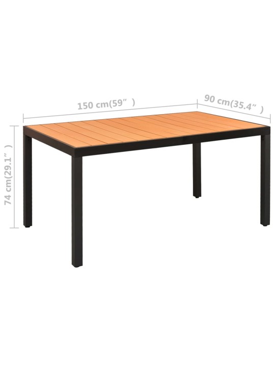 7dílný zahradní jídelní set černý a hnědý