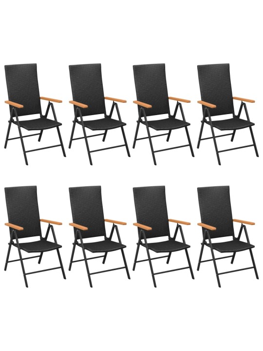 9dílný zahradní jídelní set černý a hnědý