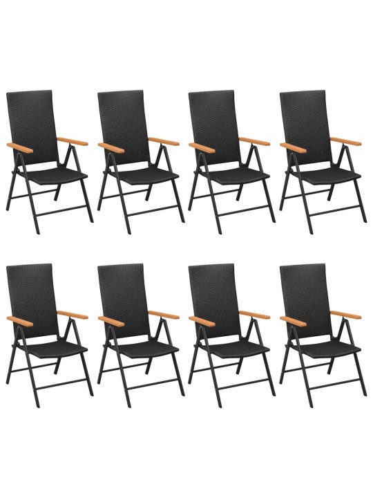 9dílný zahradní jídelní set černý a hnědý