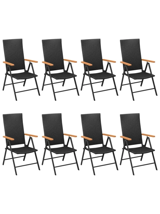 9dílný zahradní jídelní set černý a hnědý