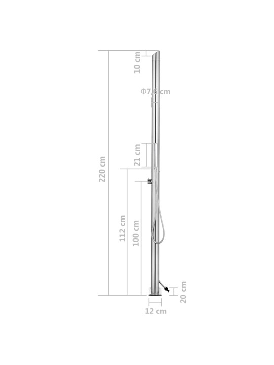 Zahradní sprcha 220 cm nerezová ocel