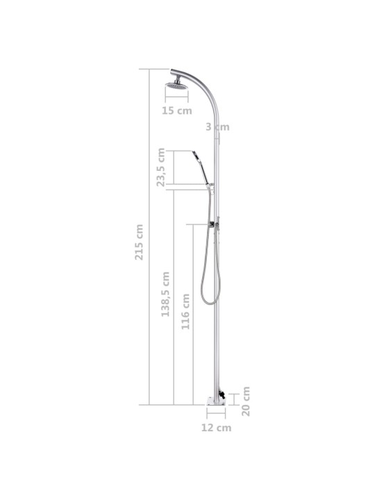 Zahradní sprcha 215 cm hliník