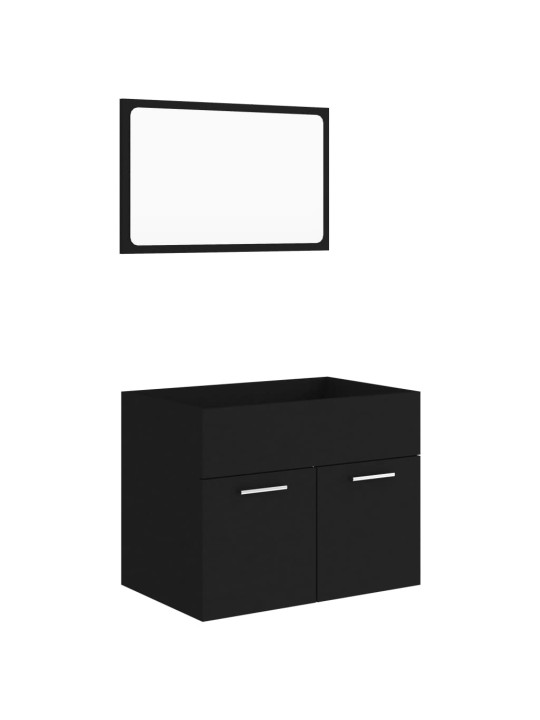 2dílný set koupelnového nábytku černý dřevotříska