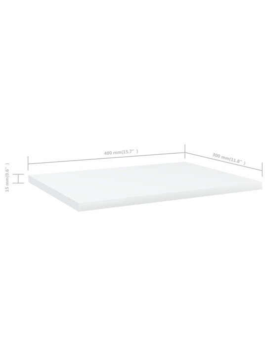 Police na knihy 4 ks bílé 40 x 30 x 1,5 cm kompozitní dřevo