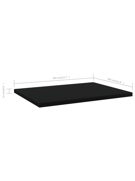 Police na knihy 4 ks černé 40 x 30 x 1,5 cm kompozitní dřevo