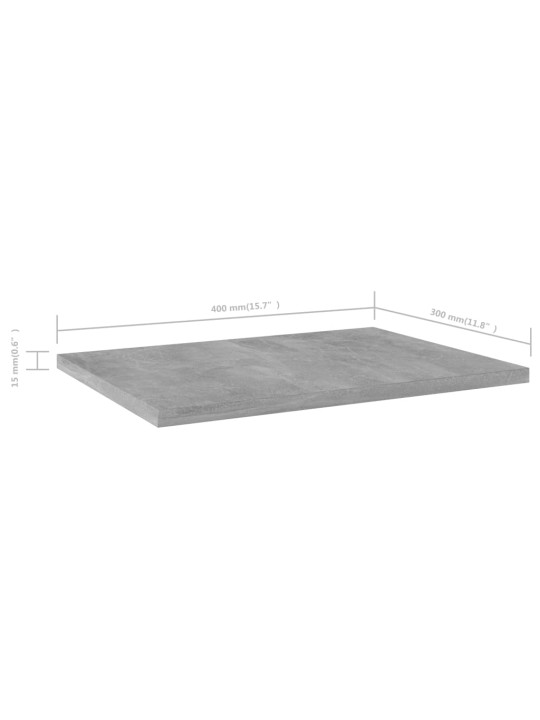 Police na knihy 4 ks betonově šedé 40x30x1,5cm kompozitní dřevo