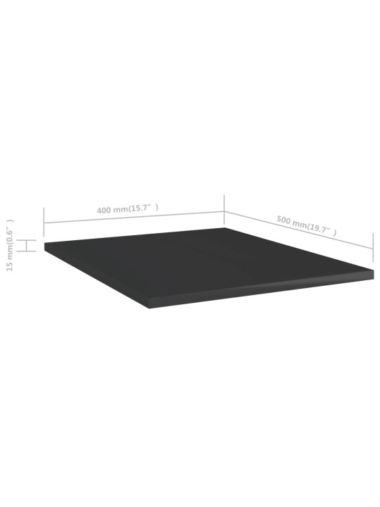 Police na knihy 8 ks černé lesklé 40x50x1,5 cm kompozitní dřevo