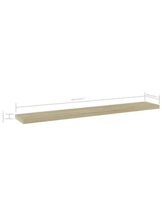 Přídavné police 4 ks dub sonoma 60 x 10 x 1,5 cm dřevotříska