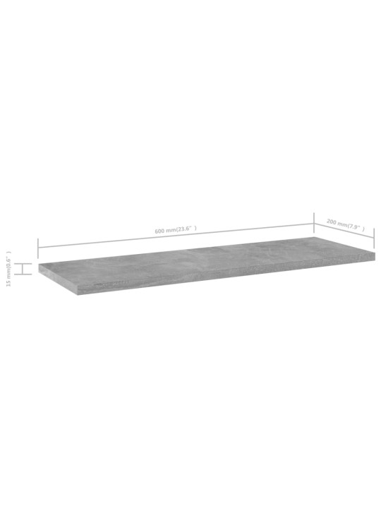 Přídavné police 4 ks betonově šedé 60 x 20 x 1,5 cm dřevotříska