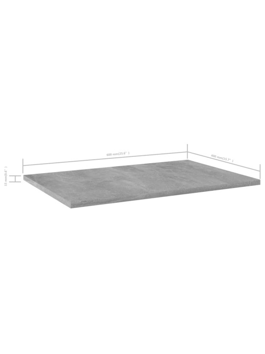 Police na knihy 4 ks betonově šedé 60x40x1,5cm kompozitní dřevo