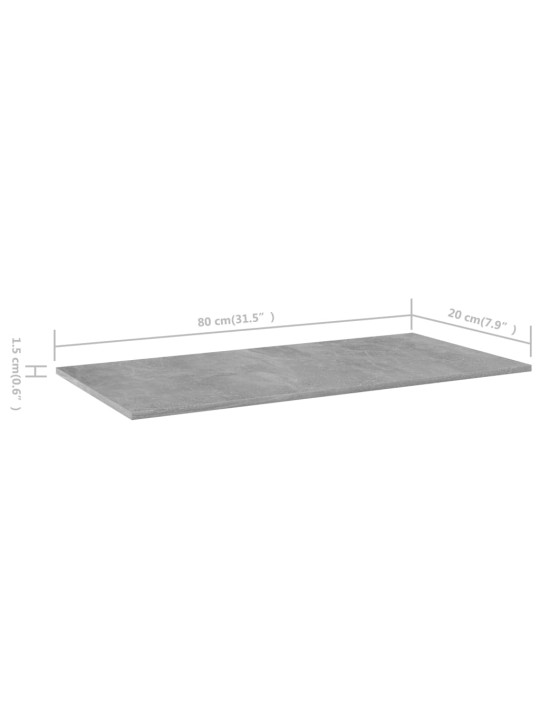 Přídavné police 4 ks betonově šedé 80x20x1,5cm kompozitní dřevo