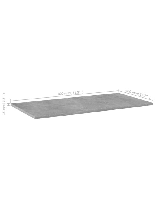 Police na knihy 4 ks betonově šedé 80x40x1,5cm kompozitní dřevo