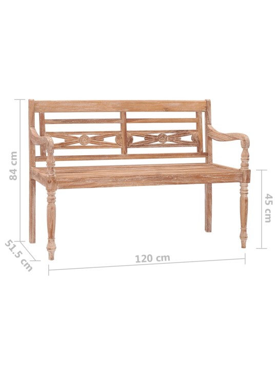 Lavice Batavia 120 cm s běleným povrchem masivní teakové dřevo