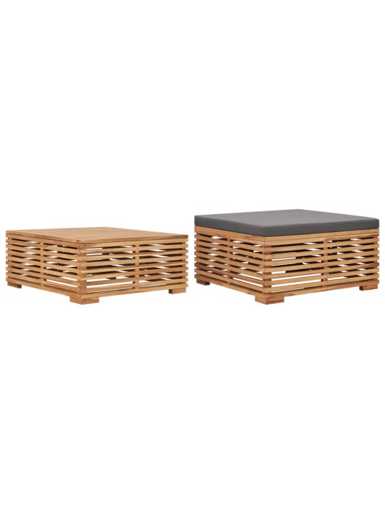 Set zahradního stolu a podnožky tmavě šedá poduška masivní teak
