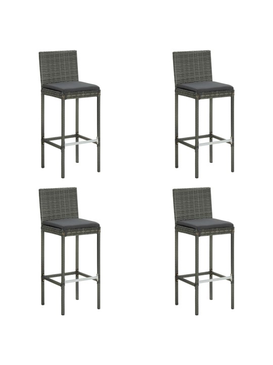 5dílný venkovní barový set s poduškami polyratan šedý