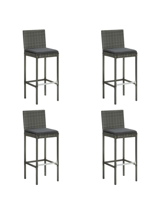 5dílný venkovní barový set s poduškami polyratan šedý