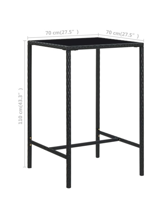 5dílný zahradní barový set s poduškami polyratan černý